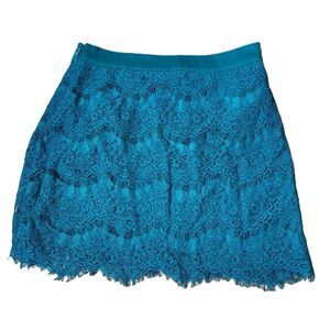 Forever 21 Juniors Lace Skirt Small Emerald Teal Green
